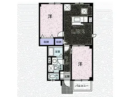 シャン・インテリオーネ(2LDK/1階)の間取り写真