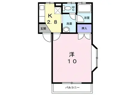 グリスター95(1K/2階)の間取り写真
