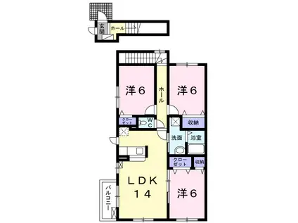 テトネロA(3LDK/2階)の間取り写真