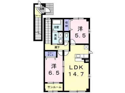 アルバ・セレノ弐番館(2LDK/2階)の間取り写真