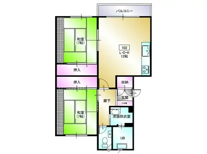 ペニンシュラ(2LDK/1階)の間取り写真
