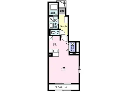 パストラルタウンD(ワンルーム/1階)の間取り写真