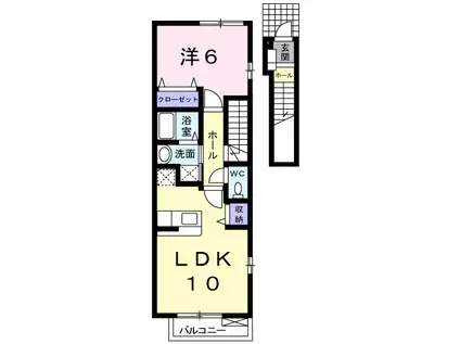 シャルマン・フルールA(1LDK/2階)の間取り写真