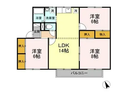 セジュール湊高台A(3LDK/2階)の間取り写真