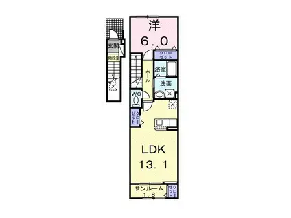 ラ ヴェリーテ(1LDK/2階)の間取り写真