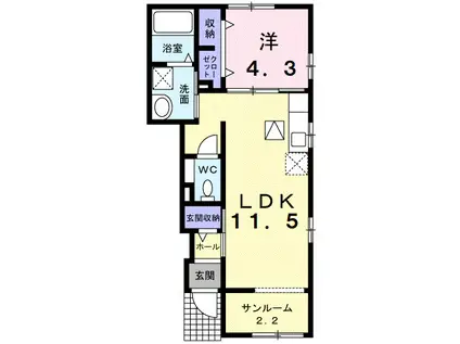ベルス マーレ(1LDK/1階)の間取り写真