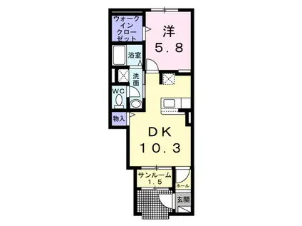 グランヴァレーA(1LDK/1階)の間取り写真