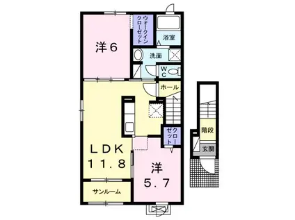 セイバリー.E III(2LDK/2階)の間取り写真