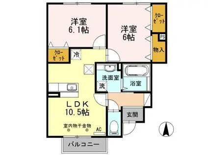 ホワイトファミール(2LDK/1階)の間取り写真