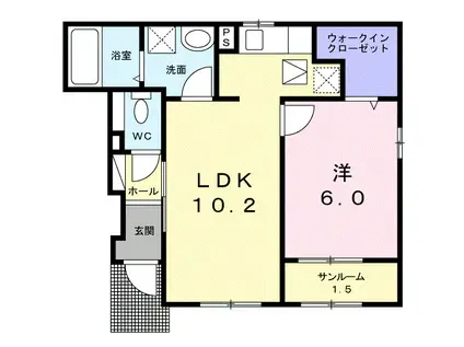 ボニートIII(1LDK/1階)の間取り写真