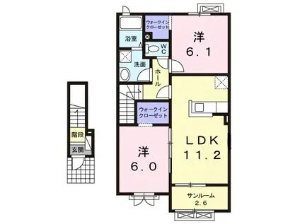ラッフィナートII(2LDK/2階)の間取り写真