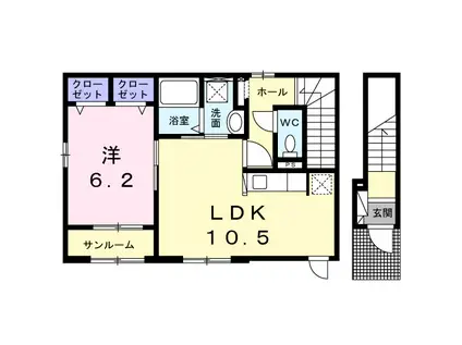 ベルス マーレ(1LDK/2階)の間取り写真