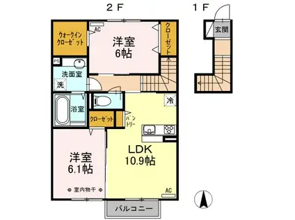 プランドールII(2LDK/2階)の間取り写真