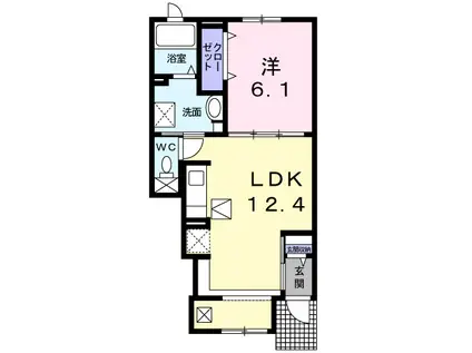 ヴィラ ハナブサ3番館(1LDK/1階)の間取り写真