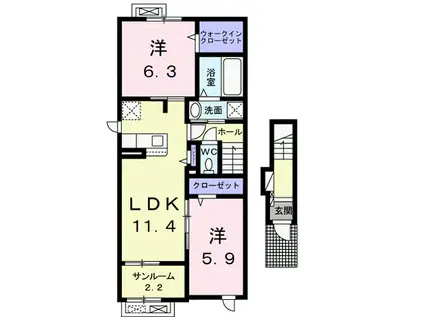 ネオプレイスA(2LDK/2階)の間取り写真