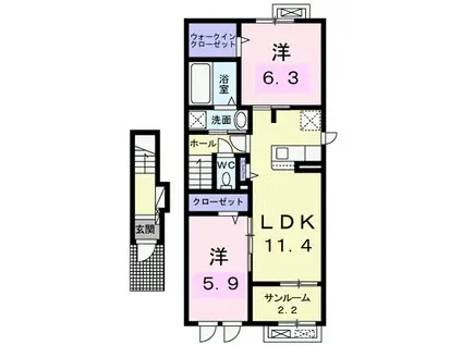 ネオプレイスA(2LDK/2階)の間取り写真