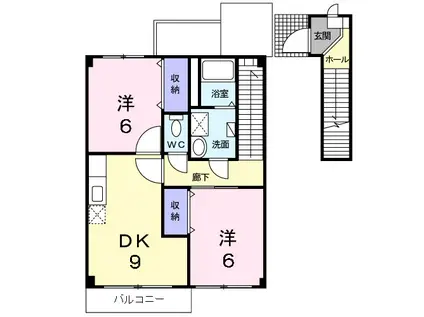 ベルセレーノ(2DK/2階)の間取り写真