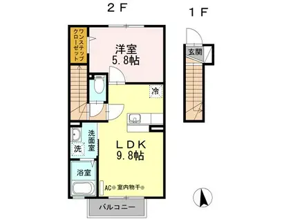 グランディ城下(1LDK/2階)の間取り写真