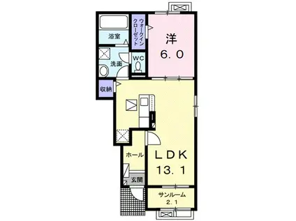スワンプ マンションA(1LDK/1階)の間取り写真
