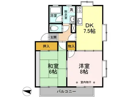 メジーフローレンスD(2DK/2階)の間取り写真