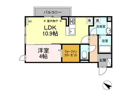 D-ROOM柏崎(1LDK/2階)の間取り写真