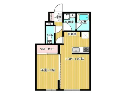 EL VITA 城下II(1LDK/1階)の間取り写真