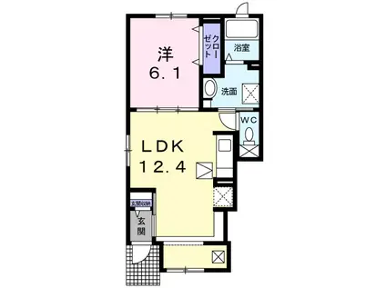 ヴィラ ハナブサ3番館(1LDK/1階)の間取り写真