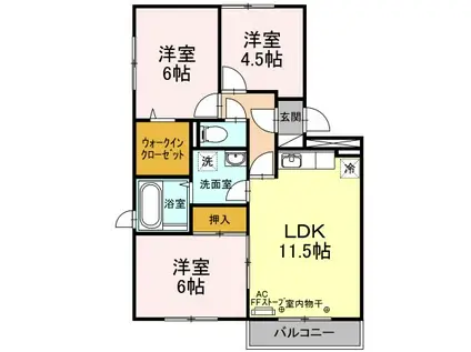 セジュールMEタケイシ(3LDK/2階)の間取り写真