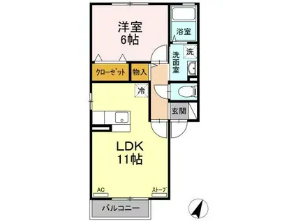 フォレット アモール(1LDK/2階)の間取り写真
