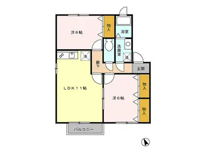 サンライズ油久保B(2LDK/2階)の間取り写真