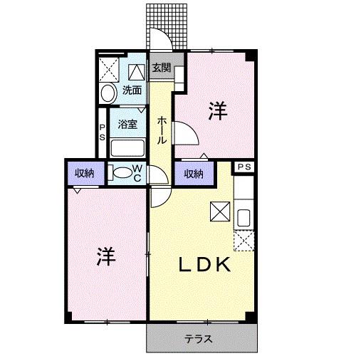スクエアコート(2LDK/1階)の間取り写真