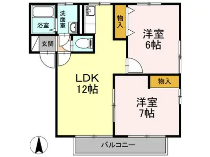 ホワイトプレミール(2LDK/2階)の間取り写真