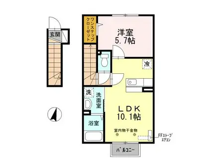 グランツ(1LDK/2階)の間取り写真