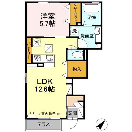 ドミール・シャルマン(1LDK/1階)の間取り写真