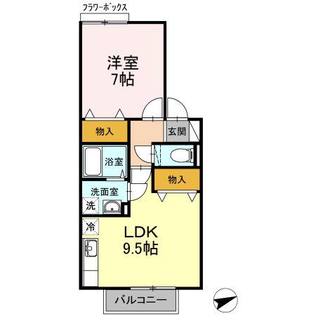 プチセジュール洲先町(1LDK/2階)の間取り写真