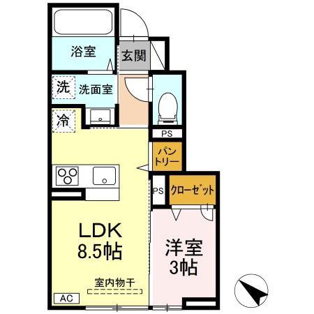 レスア柏崎II(1LDK/1階)の間取り写真