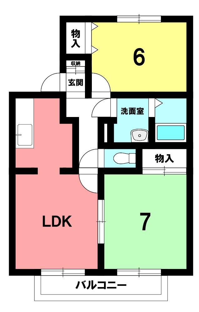 ファミーユSATO(2LDK/1階)の間取り写真