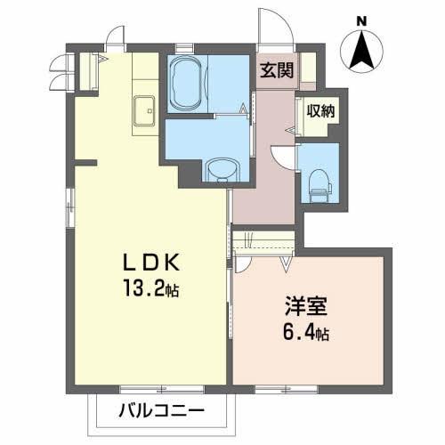 シャーメゾンDEN(1LDK/1階)の間取り写真