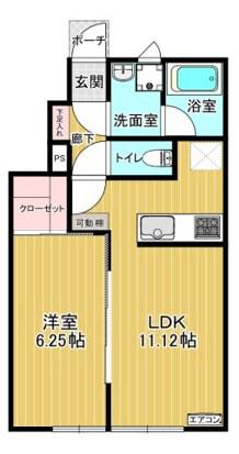 ハピネス ドミールB(1LDK/1階)の間取り写真