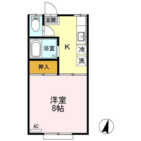 ルグラン小田前(1K/2階)の間取り写真