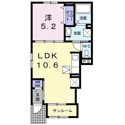 フロンティア・コート(1LDK/1階)の間取り写真