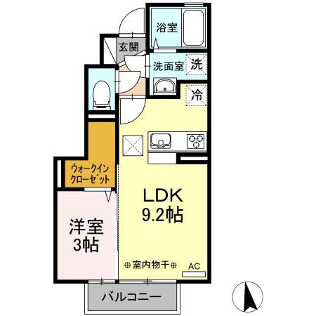 グランドルフ(1LDK/1階)の間取り写真