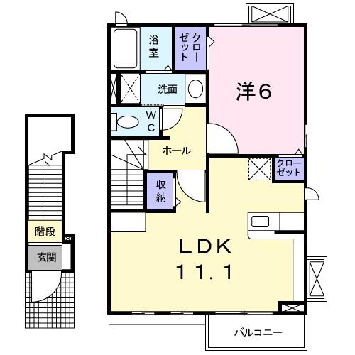 ドリーム(1LDK/2階)の間取り写真