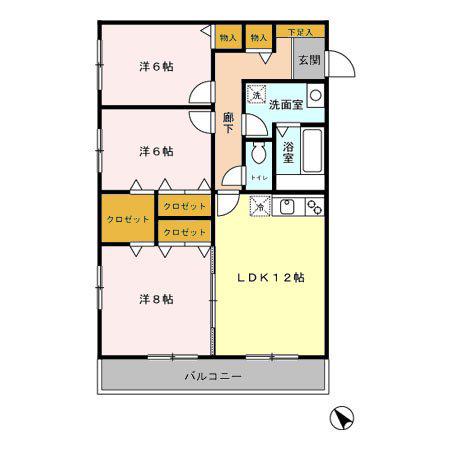 リビオン青葉(3LDK/2階)の間取り写真