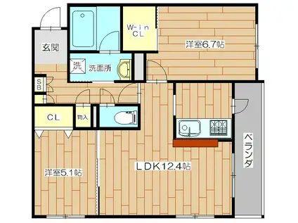 SHAMAISON FORENA(2LDK/2階)の間取り写真
