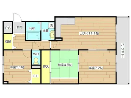 アーブルヴィレッジ(3LDK/1階)の間取り写真