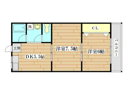 大原マンション(2DK/2階)の間取り写真