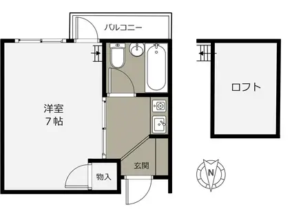 阪急電鉄京都線 高槻市駅 徒歩22分 2階建 築34年(ワンルーム/2階)の間取り写真