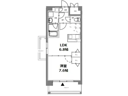コンフォーレ栗栖野(1LDK/7階)の間取り写真