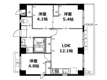 GRAND LATTICE KAWARAMACHI SHICHIJO(3LDK/2階)の間取り写真
